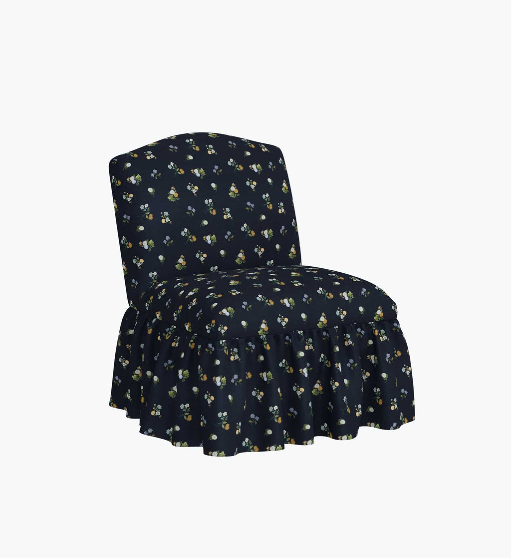 Cloverpaperco™ - Edie Slipper Chair - Ditsy Dahlia Navy