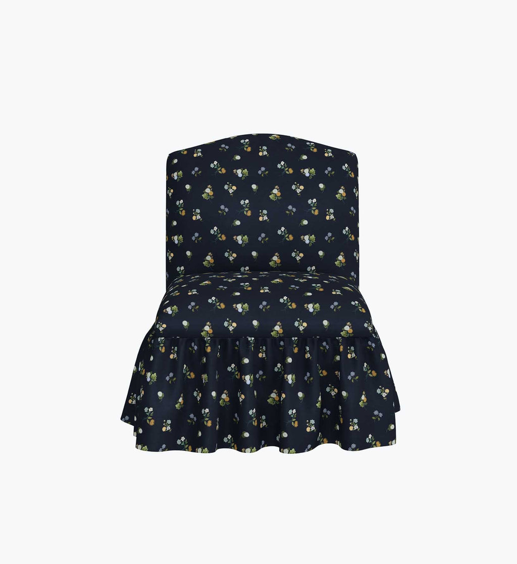Cloverpaperco™ - Edie Slipper Chair - Ditsy Dahlia Navy