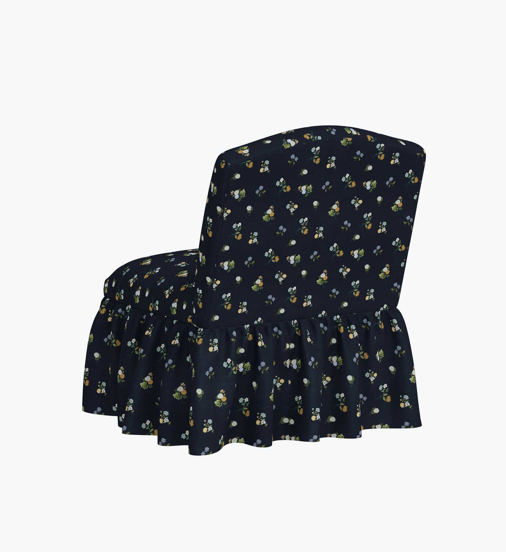 Cloverpaperco™ - Edie Slipper Chair - Ditsy Dahlia Navy
