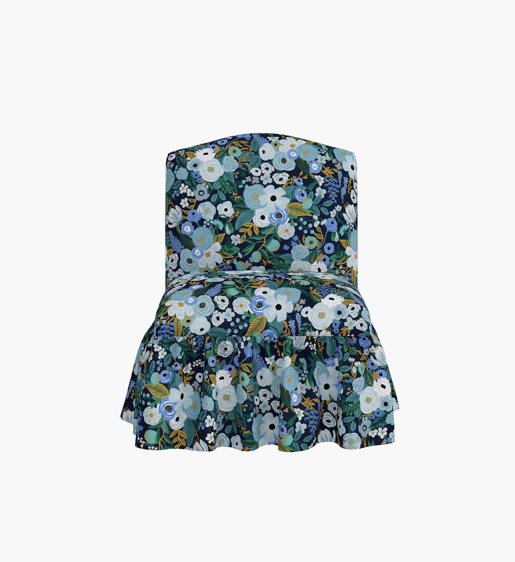 Cloverpaperco™ - Edie Slipper Chair - Garden Party Blue