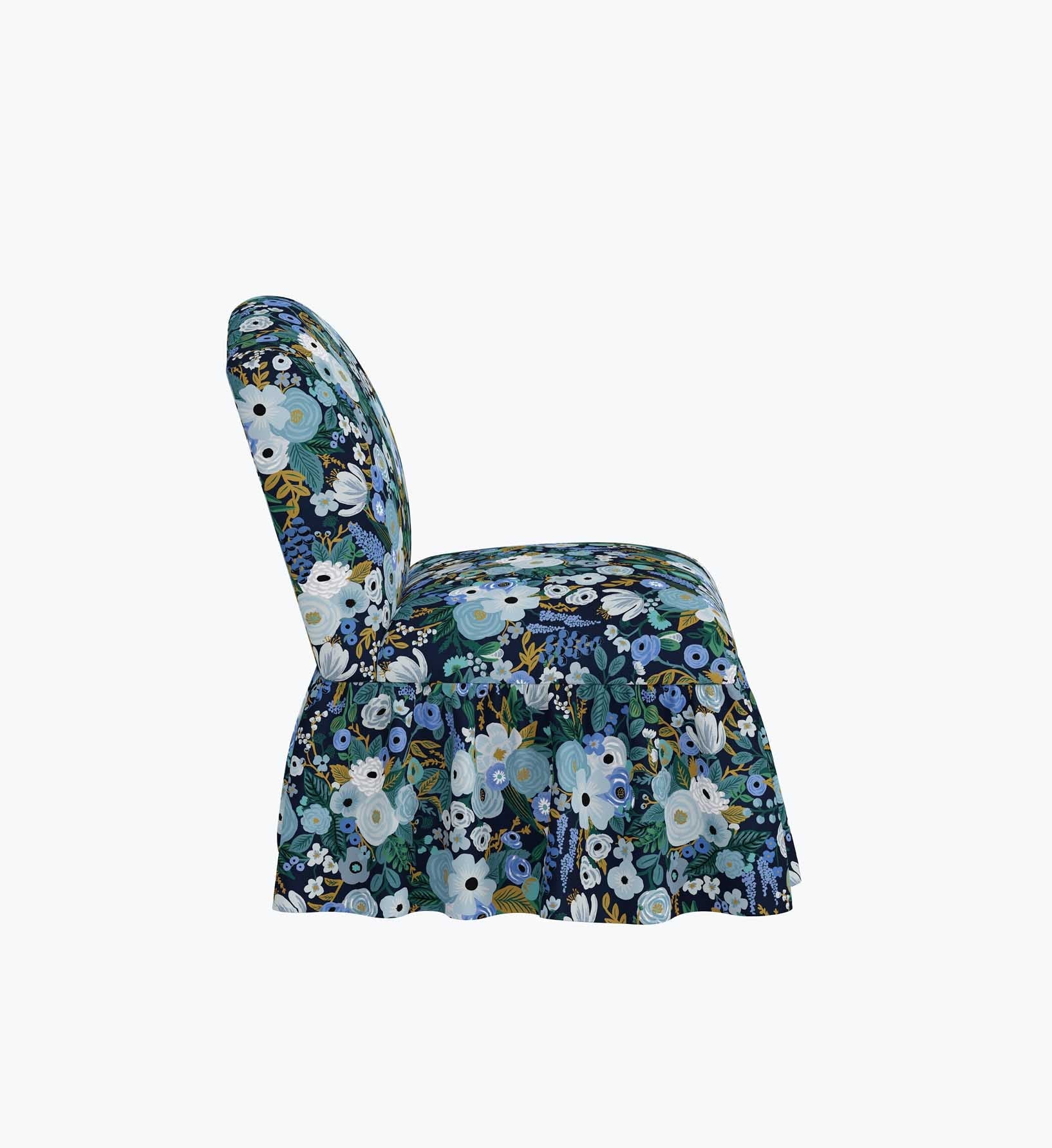 Cloverpaperco™ - Edie Slipper Chair - Garden Party Blue
