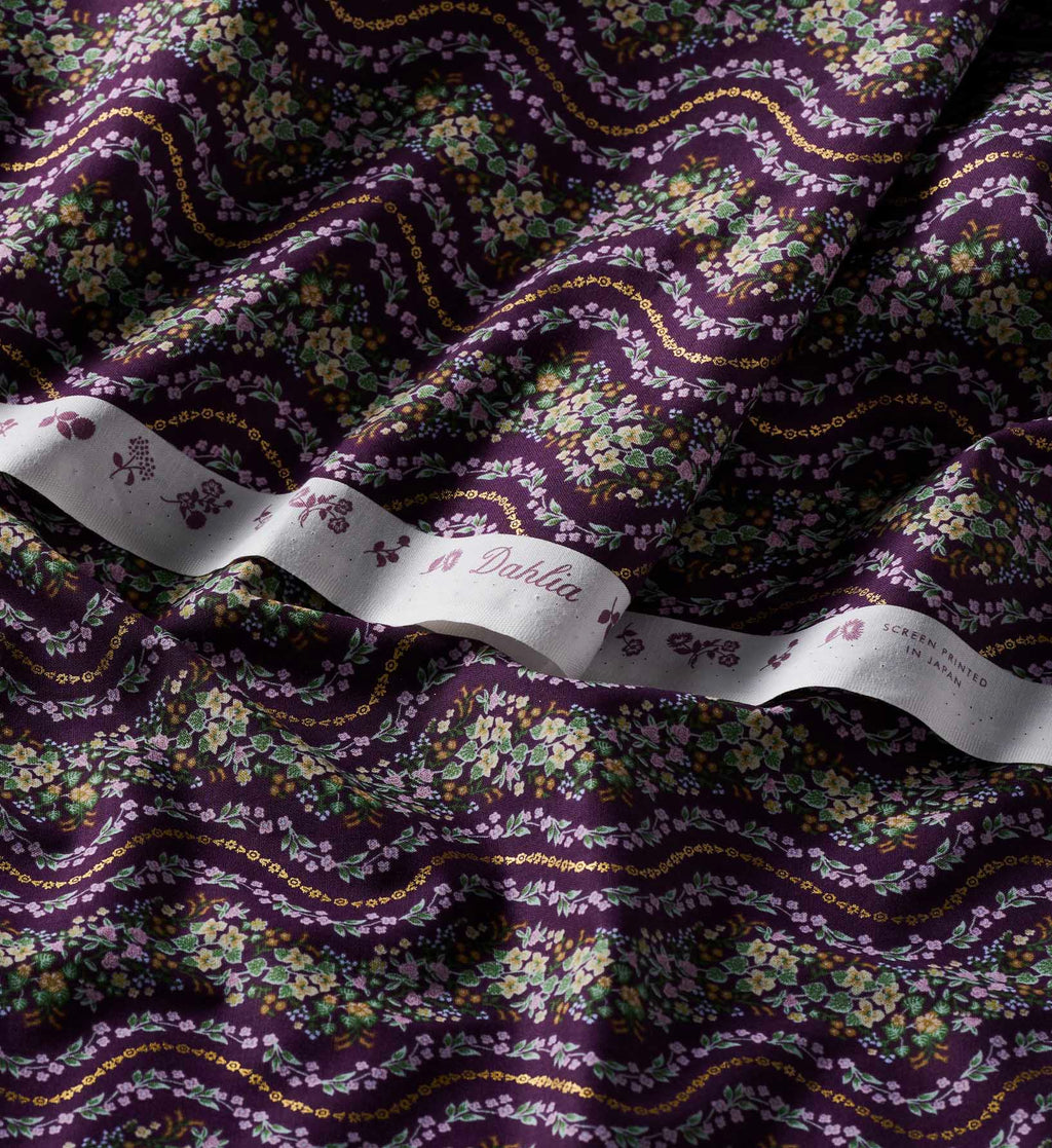 Cloverpaperco™ - Wildwood Vines Cotton Metallic Fabric - Aubergine
