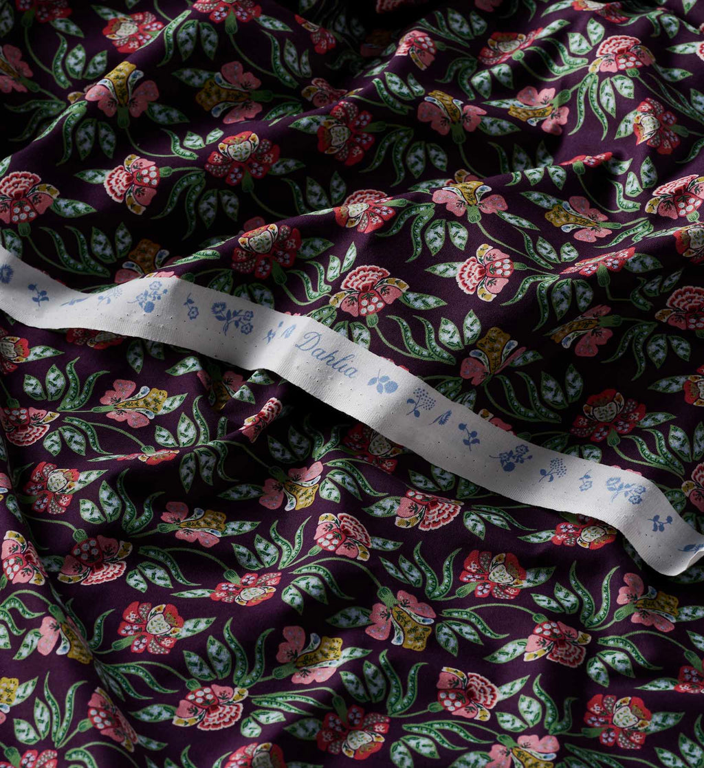 Cloverpaperco™ - Posy Cotton Fabric - Aubergine