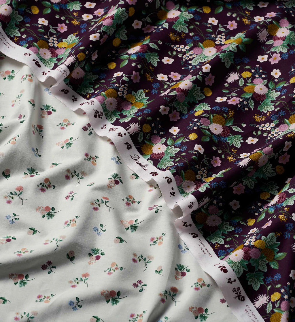 Cloverpaperco™ - Dahlia Cotton Fabric - Aubergine