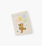 Cloverpaperco™ - First Birthday Bear Birthday Card - Single Card