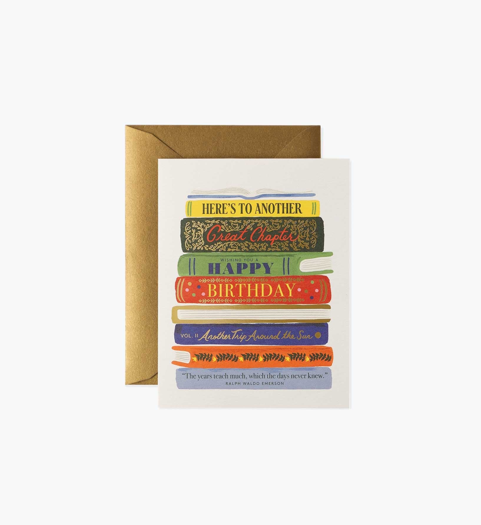 Cloverpaperco™ - Book Stack Birthday Card - Single Card