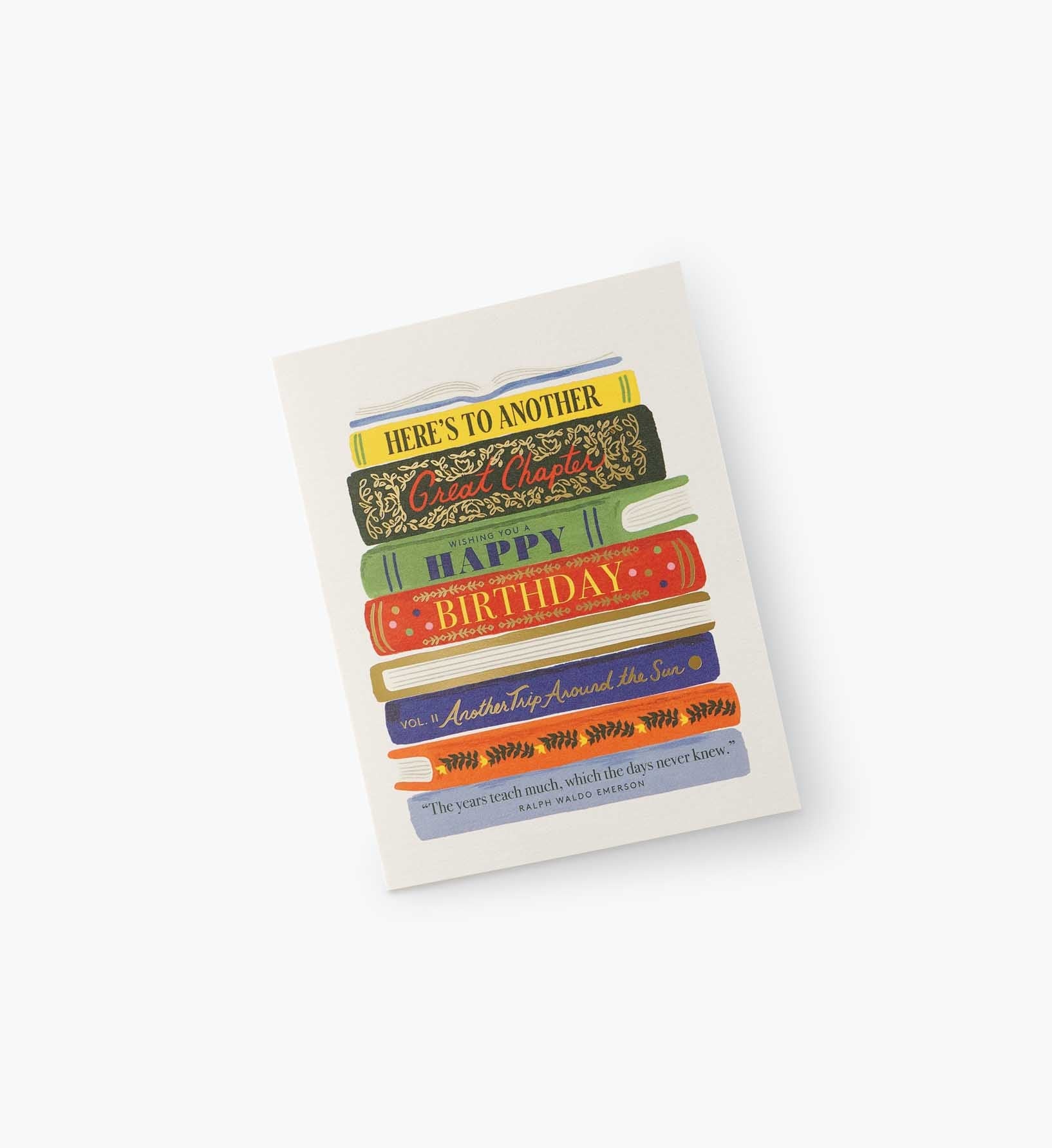 Cloverpaperco™ - Book Stack Birthday Card - Single Card