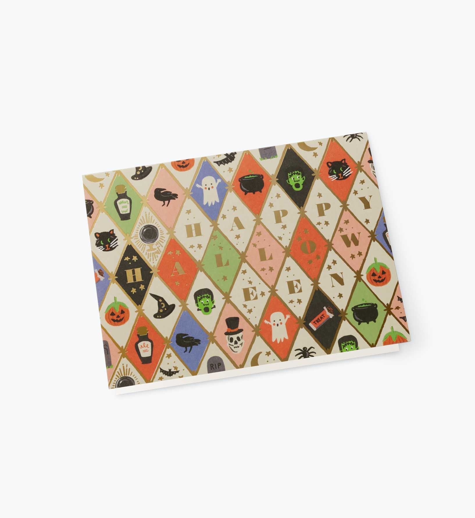 Cloverpaperco™ - Halloween Argyle Halloween Card - Single Card