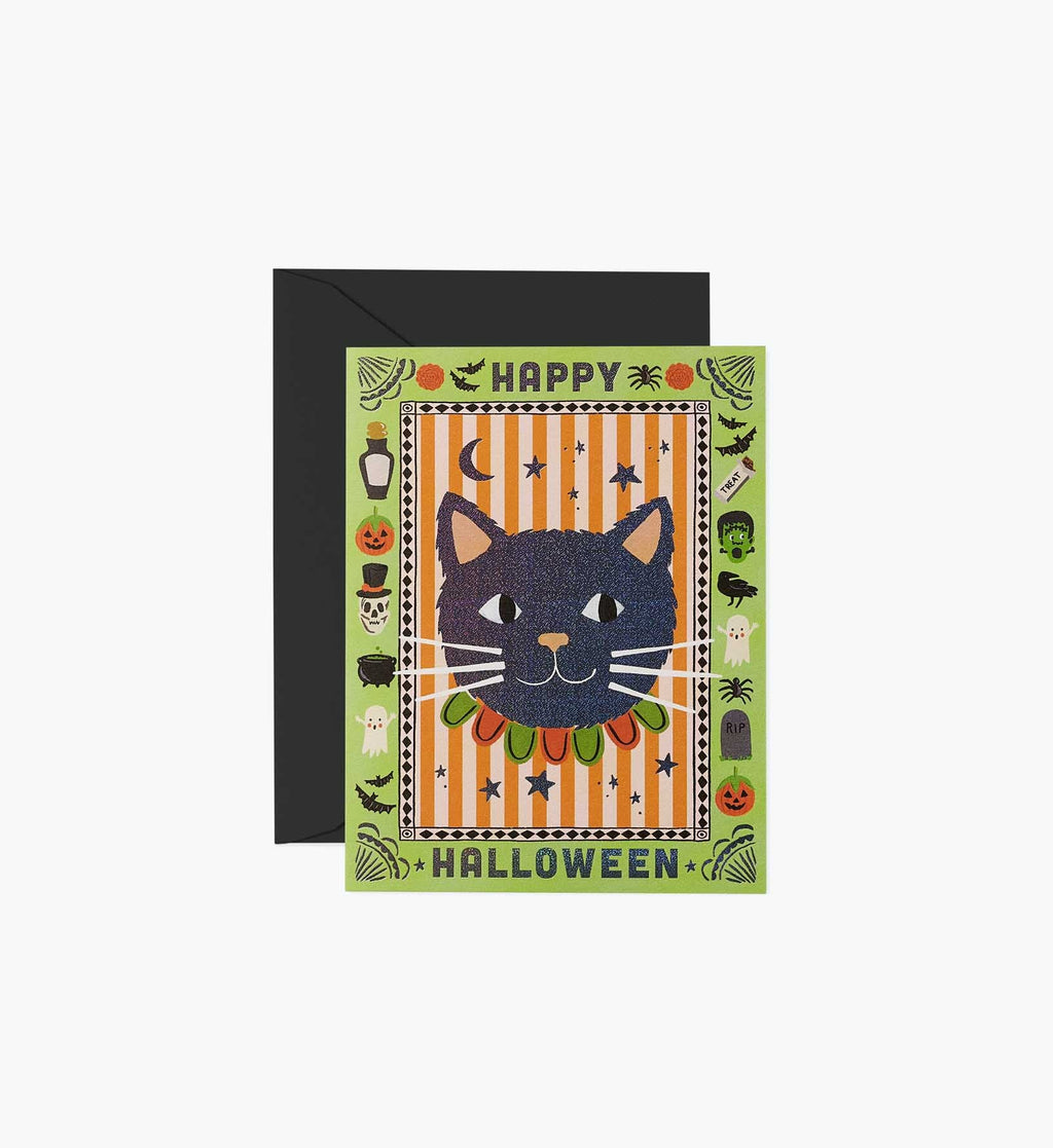 Cloverpaperco™ - Spooky Cat Halloween Card - Single Card