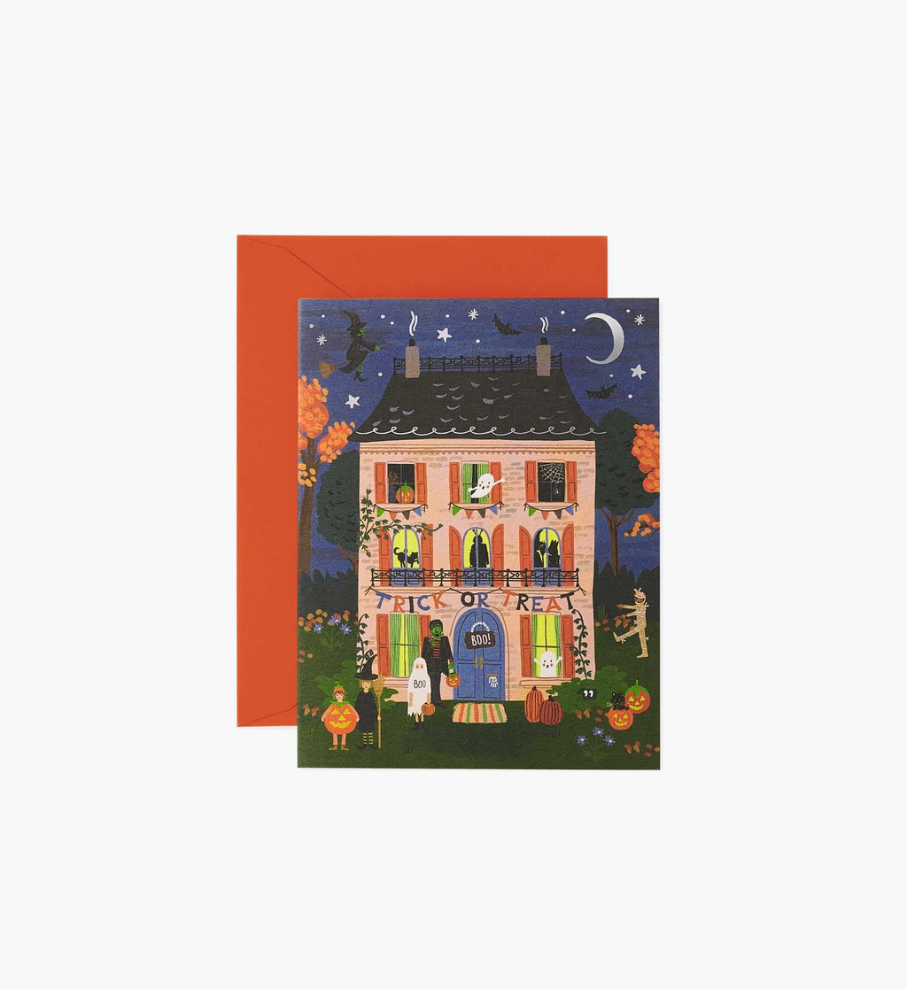 Cloverpaperco™ - Haunted House Halloween Card - Single Card