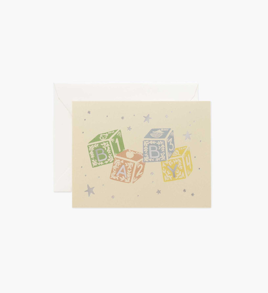 Cloverpaperco™ - Classic Baby Blocks Baby Card - Single Card