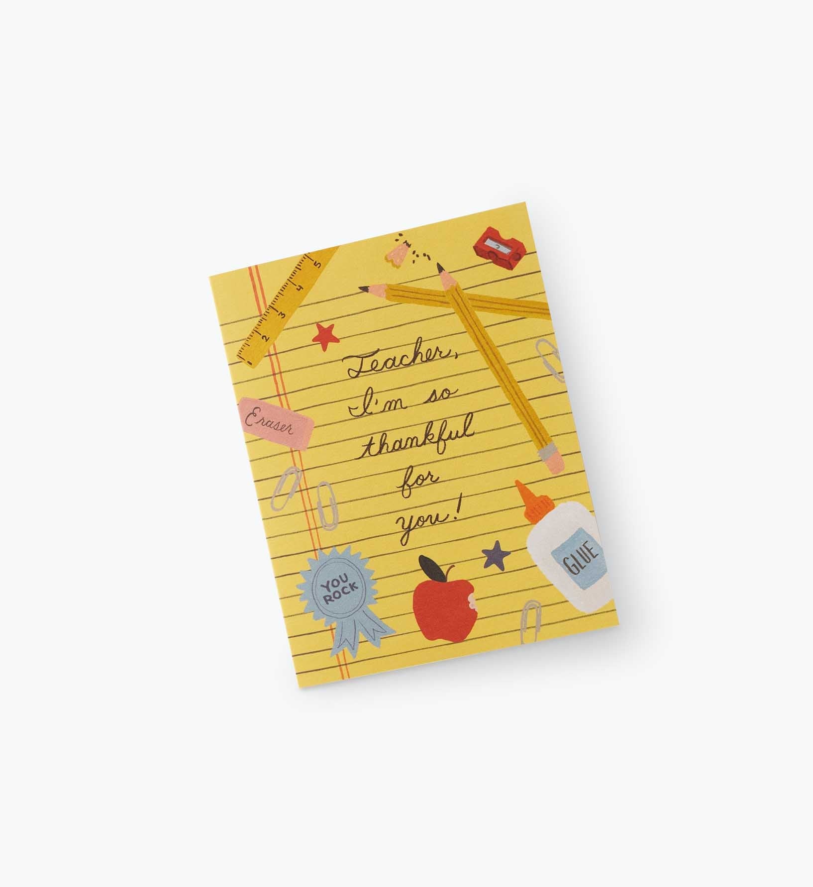 Cloverpaperco™ - Thankful For Teacher Thank You Card - Single Card
