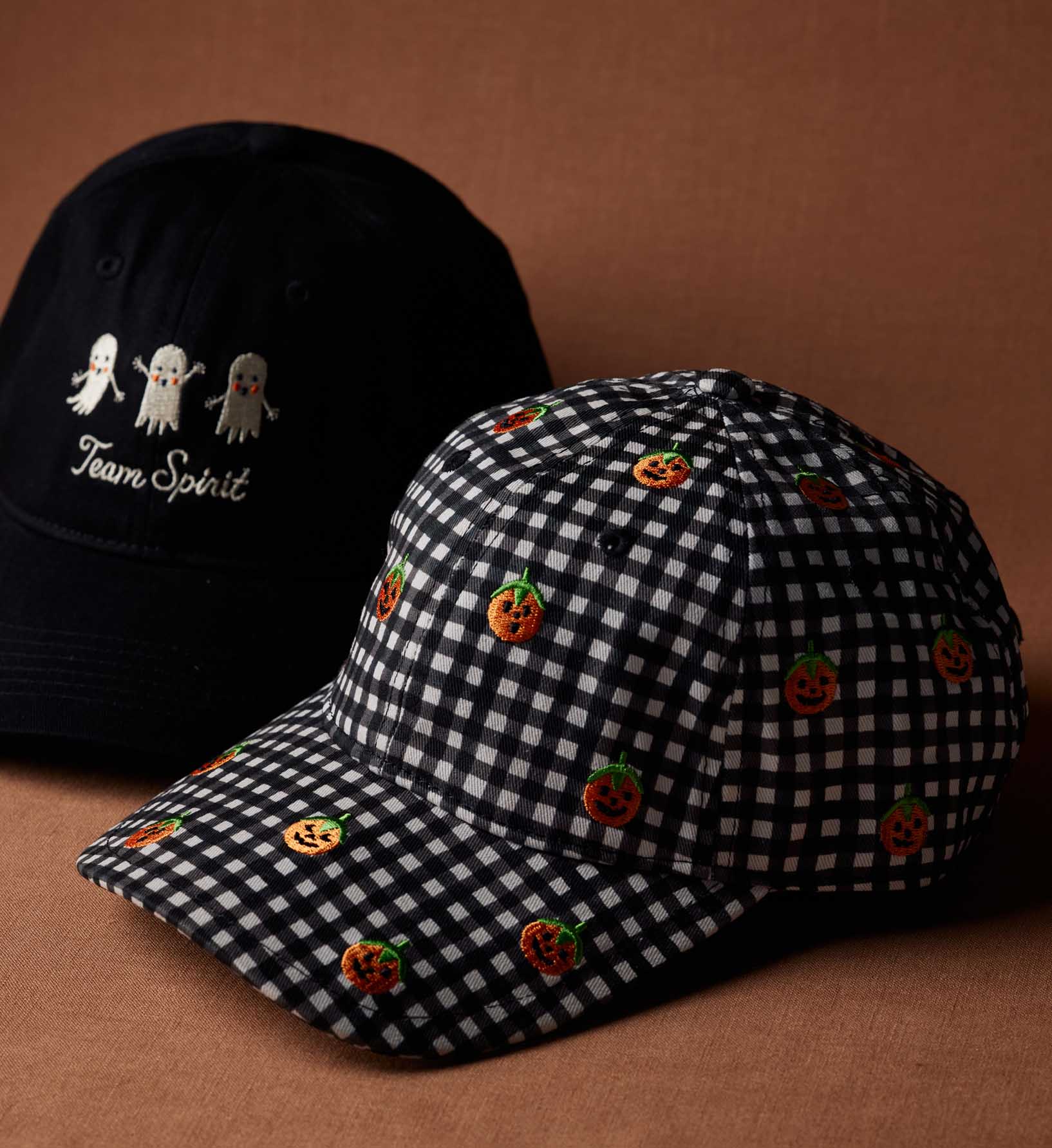 Cloverpaperco™ - Baseball Cap - Pumpkin Gingham