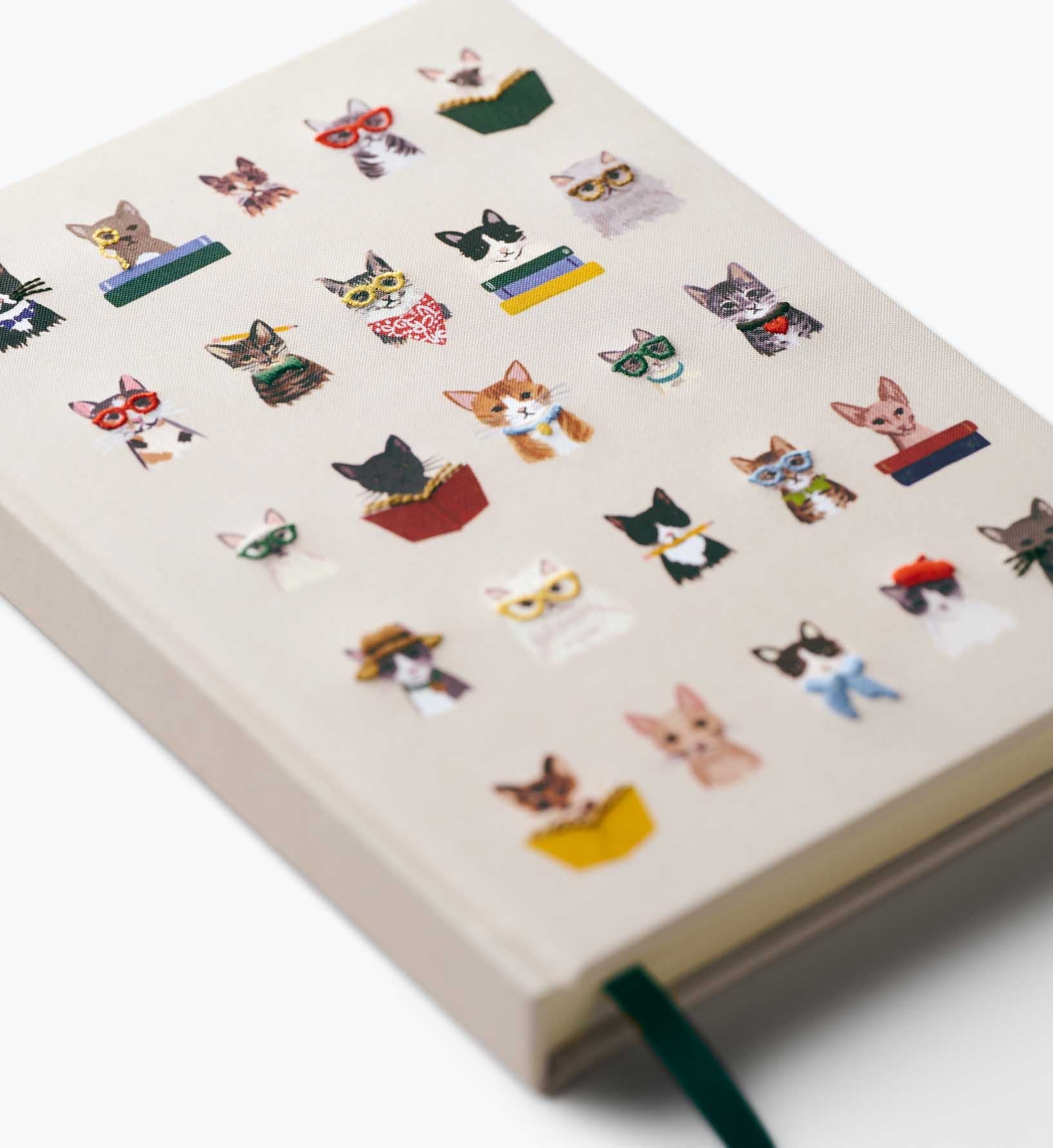 Cloverpaperco™ - Embroidered Journal - Studious Cats