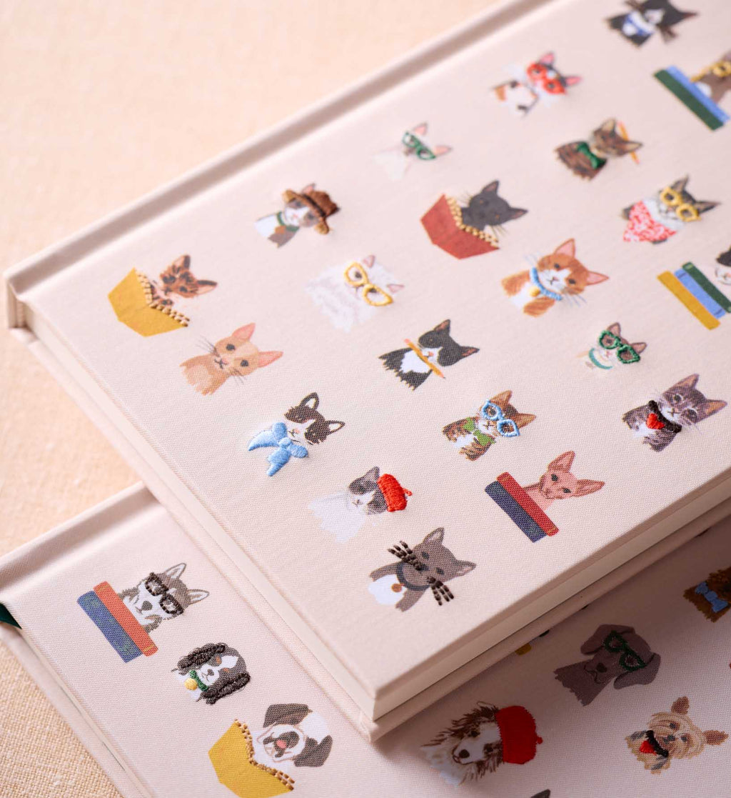 Cloverpaperco™ - Embroidered Journal - Studious Cats