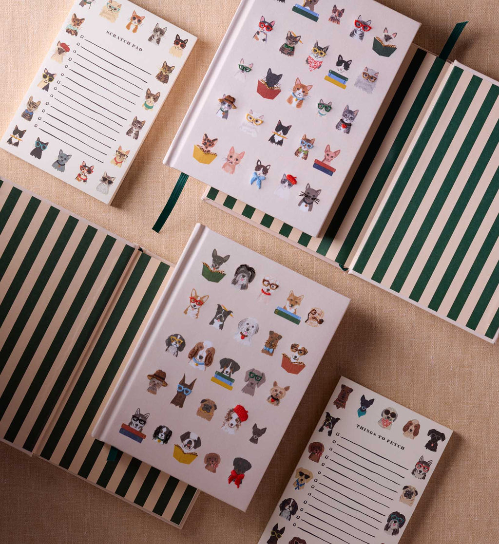 Cloverpaperco™ - Embroidered Journal - Studious Cats