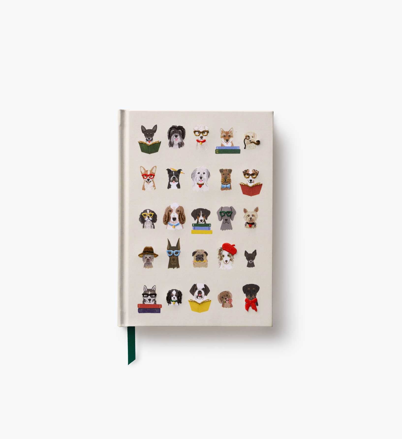 Cloverpaperco™ - Embroidered Journal - Studious Dogs