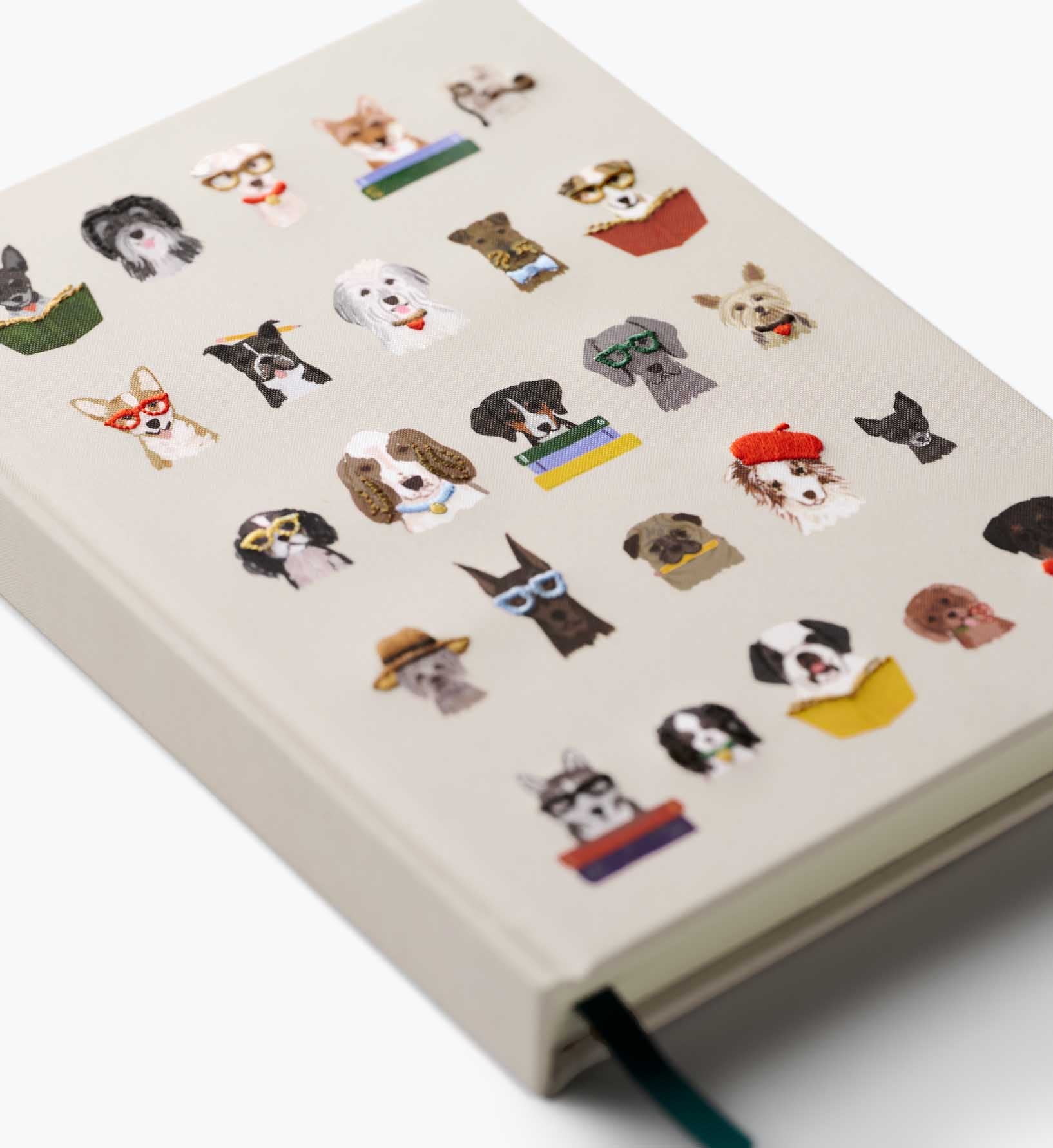 Cloverpaperco™ - Embroidered Journal - Studious Dogs