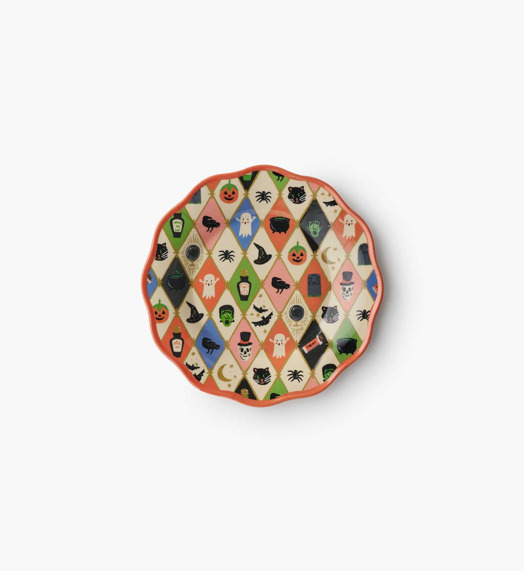 Cloverpaperco™ - Melamine Assorted Dessert Plates - Halloween Argyle