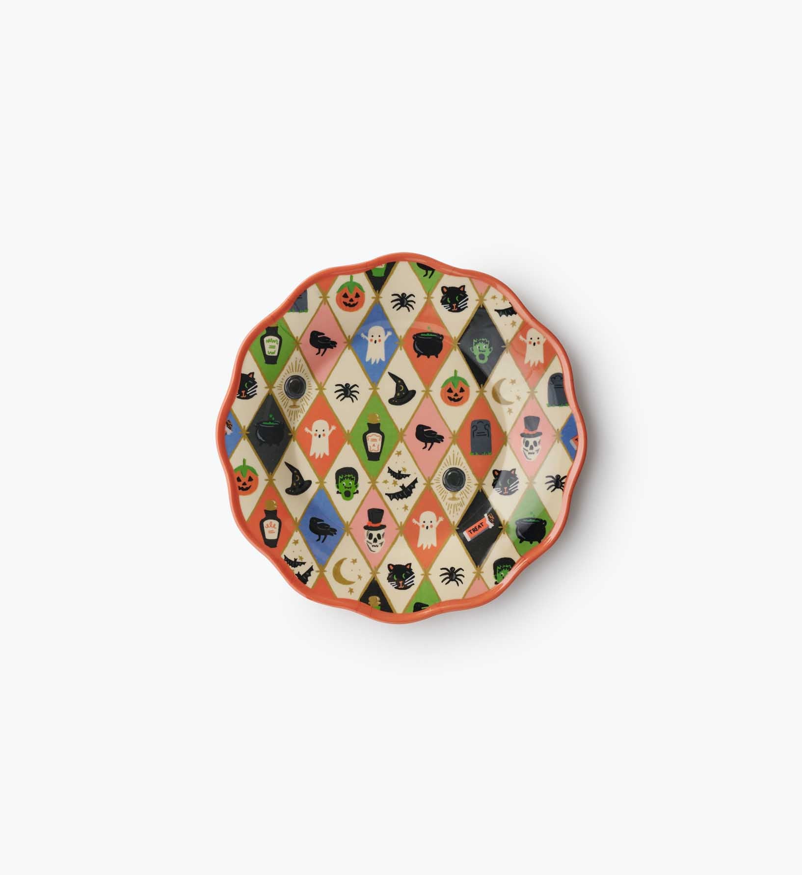 Cloverpaperco™ - Melamine Assorted Dessert Plates - Halloween Argyle
