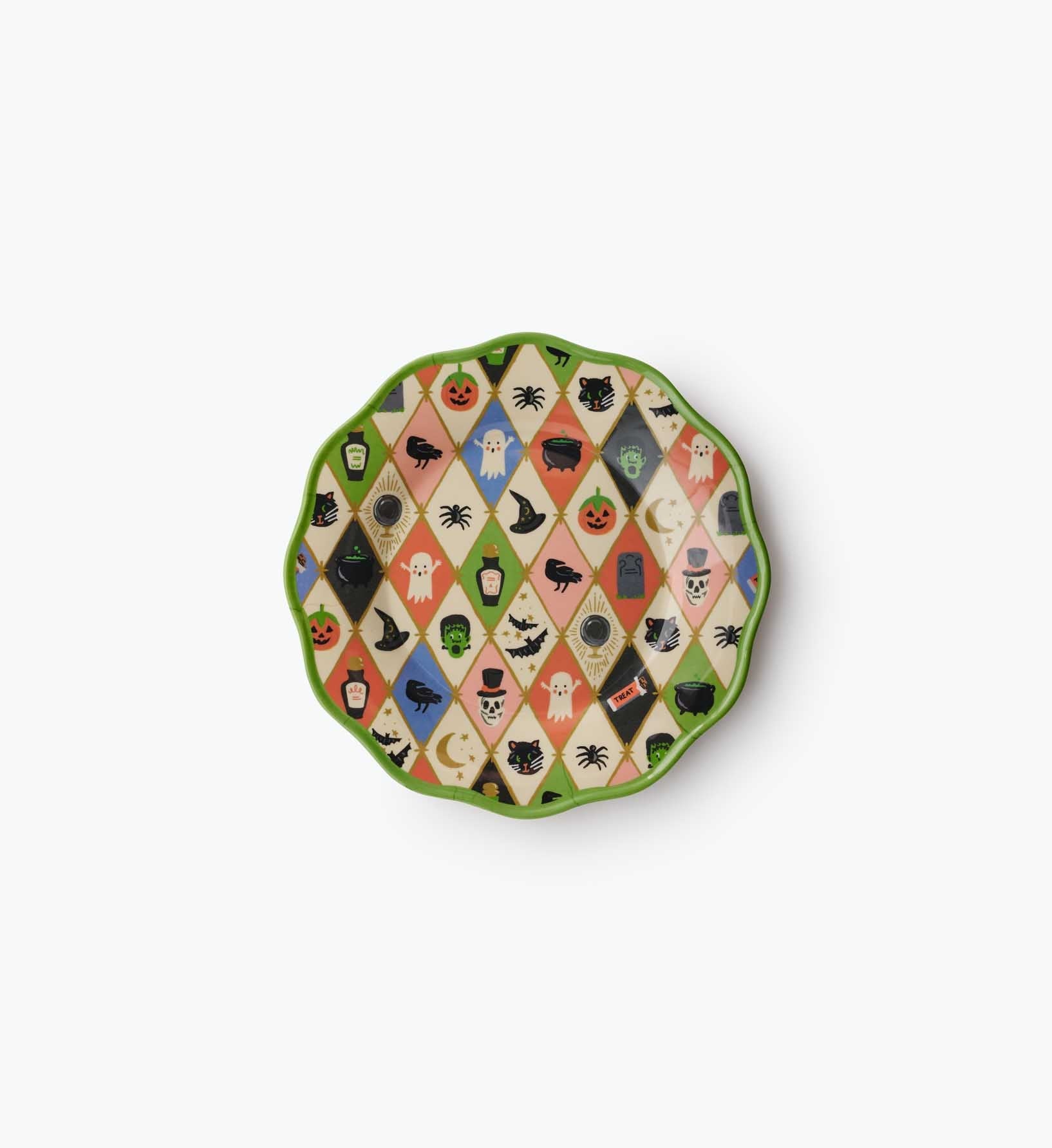 Cloverpaperco™ - Melamine Assorted Dessert Plates - Halloween Argyle