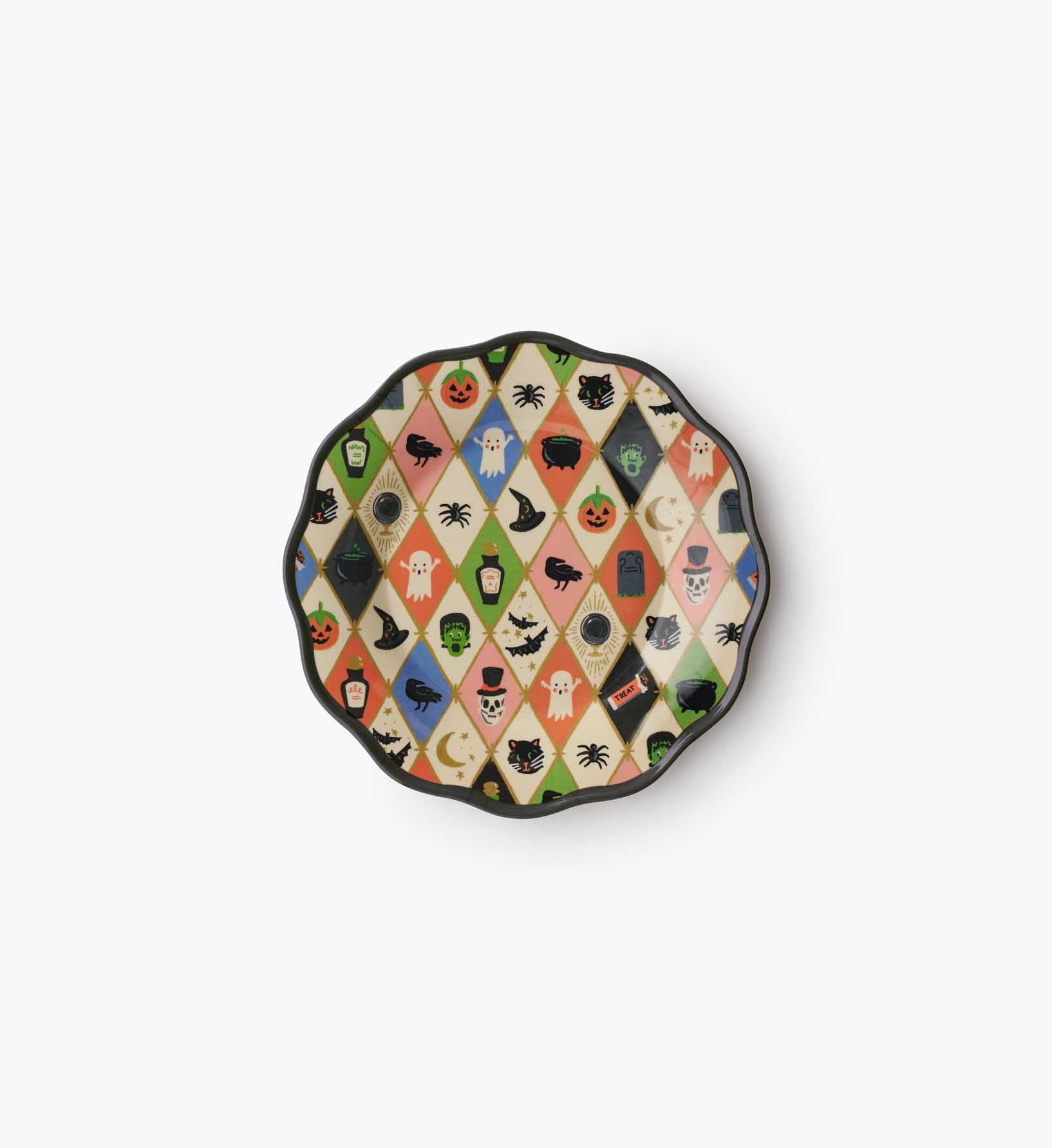 Cloverpaperco™ - Melamine Assorted Dessert Plates - Halloween Argyle