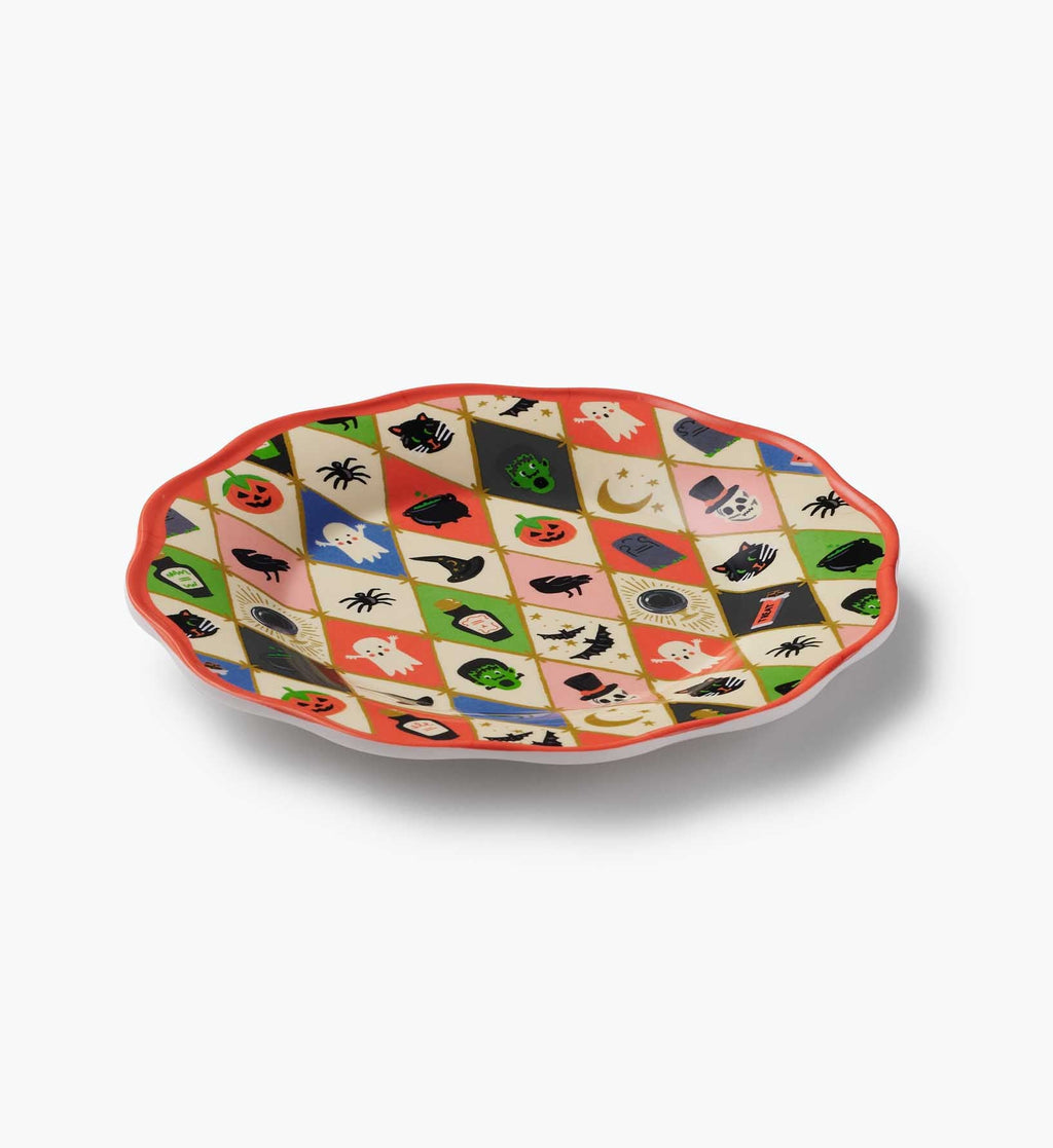Cloverpaperco™ - Melamine Assorted Dessert Plates - Halloween Argyle