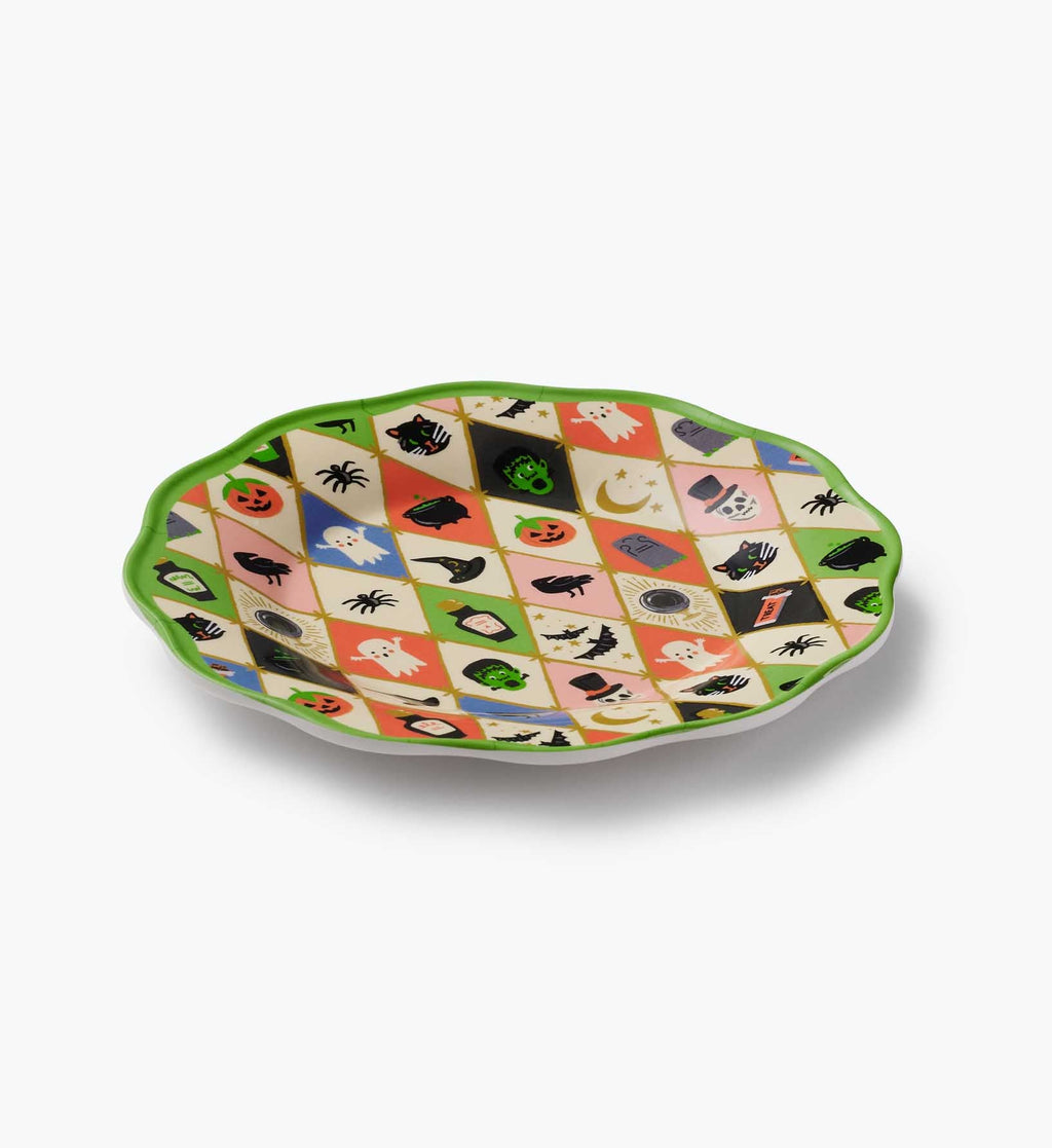 Cloverpaperco™ - Melamine Assorted Dessert Plates - Halloween Argyle