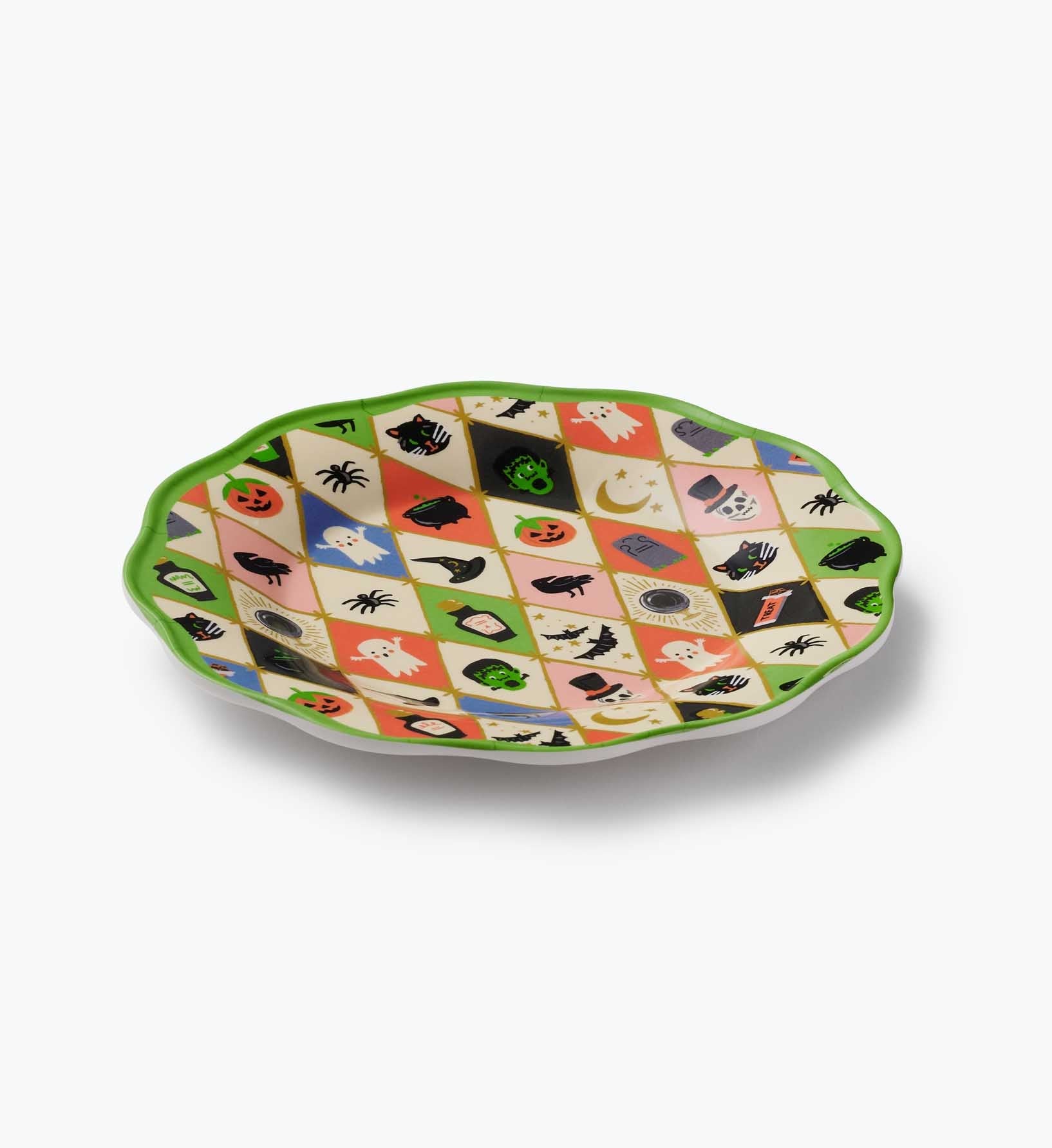 Cloverpaperco™ - Melamine Assorted Dessert Plates - Halloween Argyle