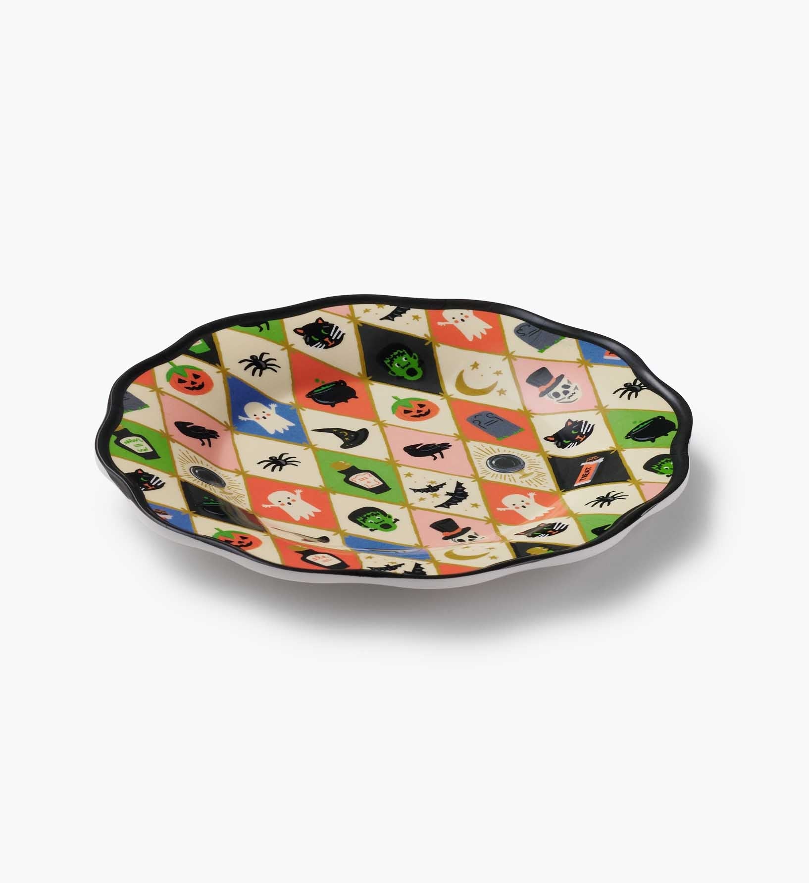 Cloverpaperco™ - Melamine Assorted Dessert Plates - Halloween Argyle