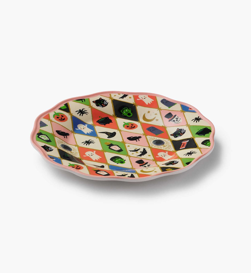 Cloverpaperco™ - Melamine Assorted Dessert Plates - Halloween Argyle