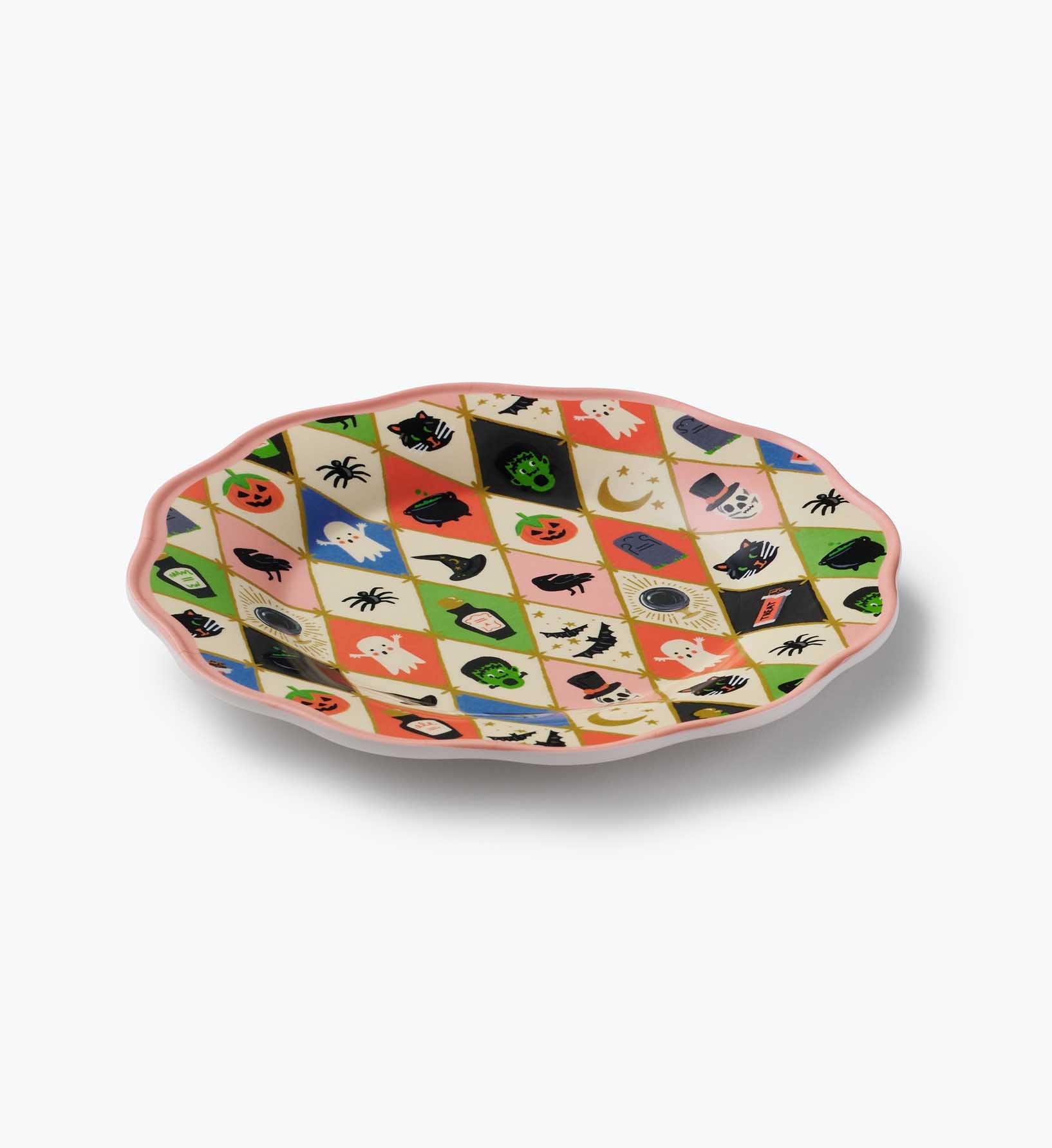 Cloverpaperco™ - Melamine Assorted Dessert Plates - Halloween Argyle