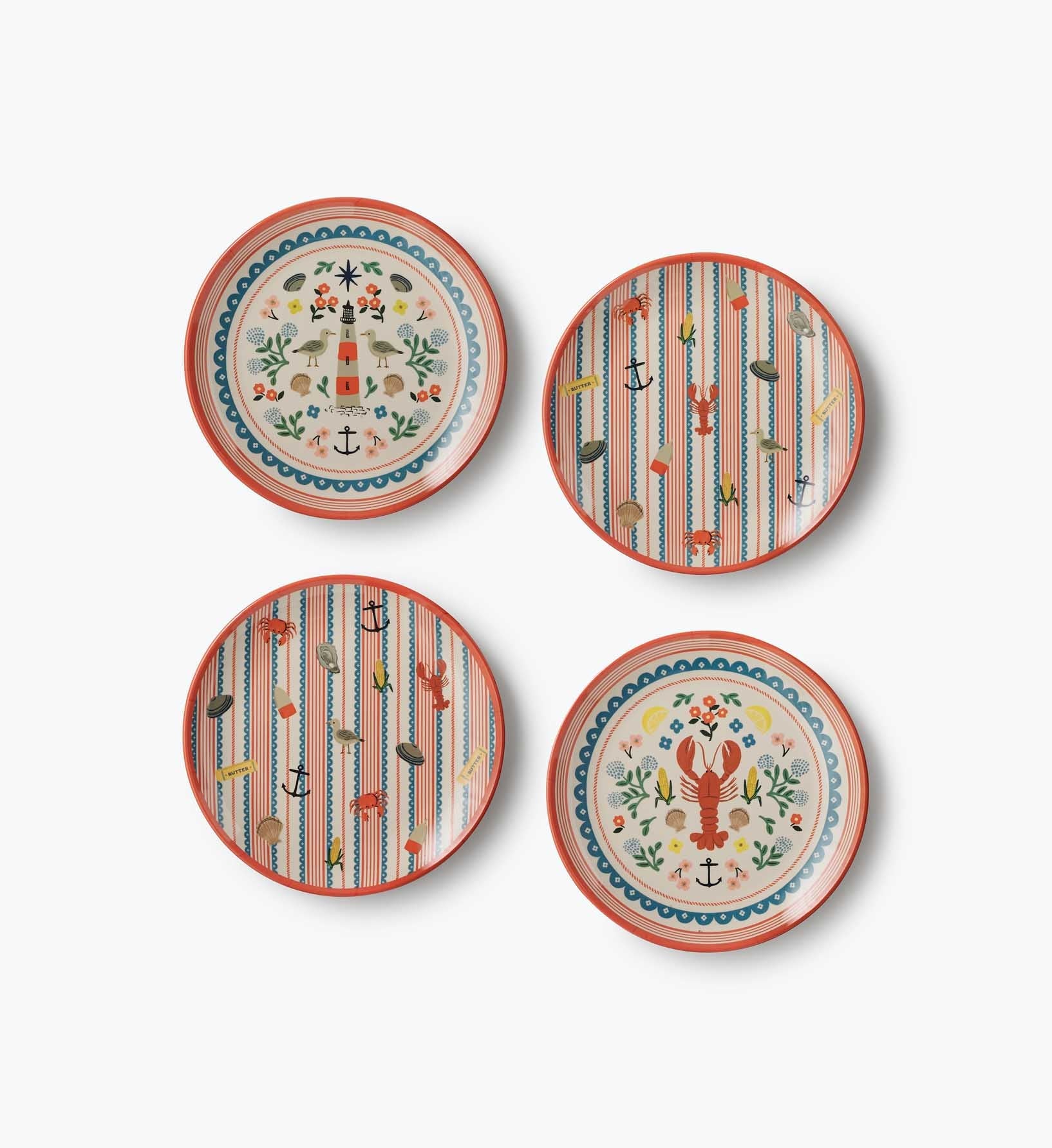Cloverpaperco™ - Melamine Assorted Dessert Plates - Seaside