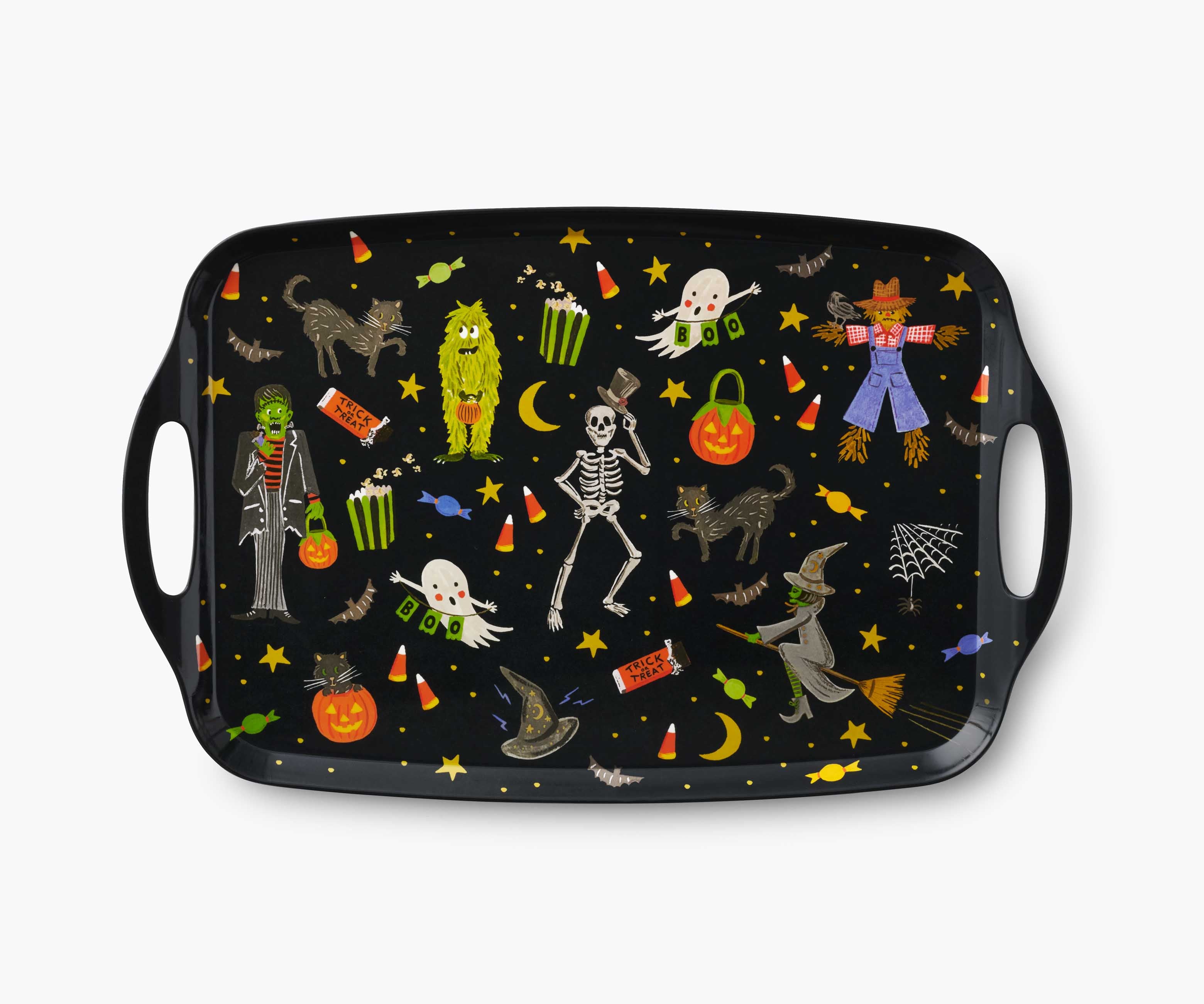 Cloverpaperco™ - Melamine Serving Platter with Handles - Halloween Parade