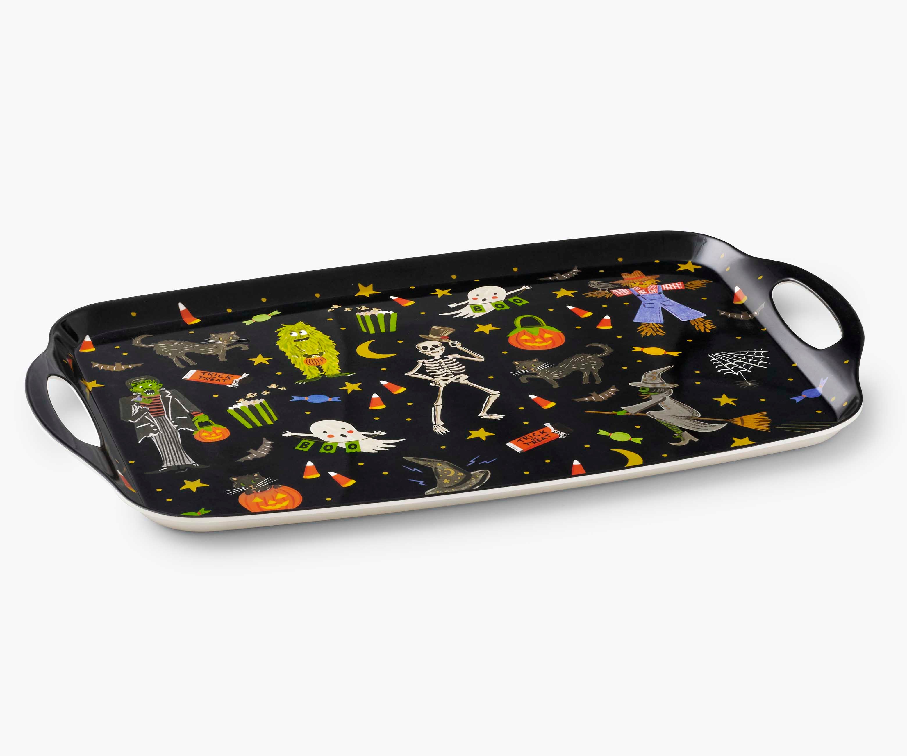 Cloverpaperco™ - Melamine Serving Platter with Handles - Halloween Parade