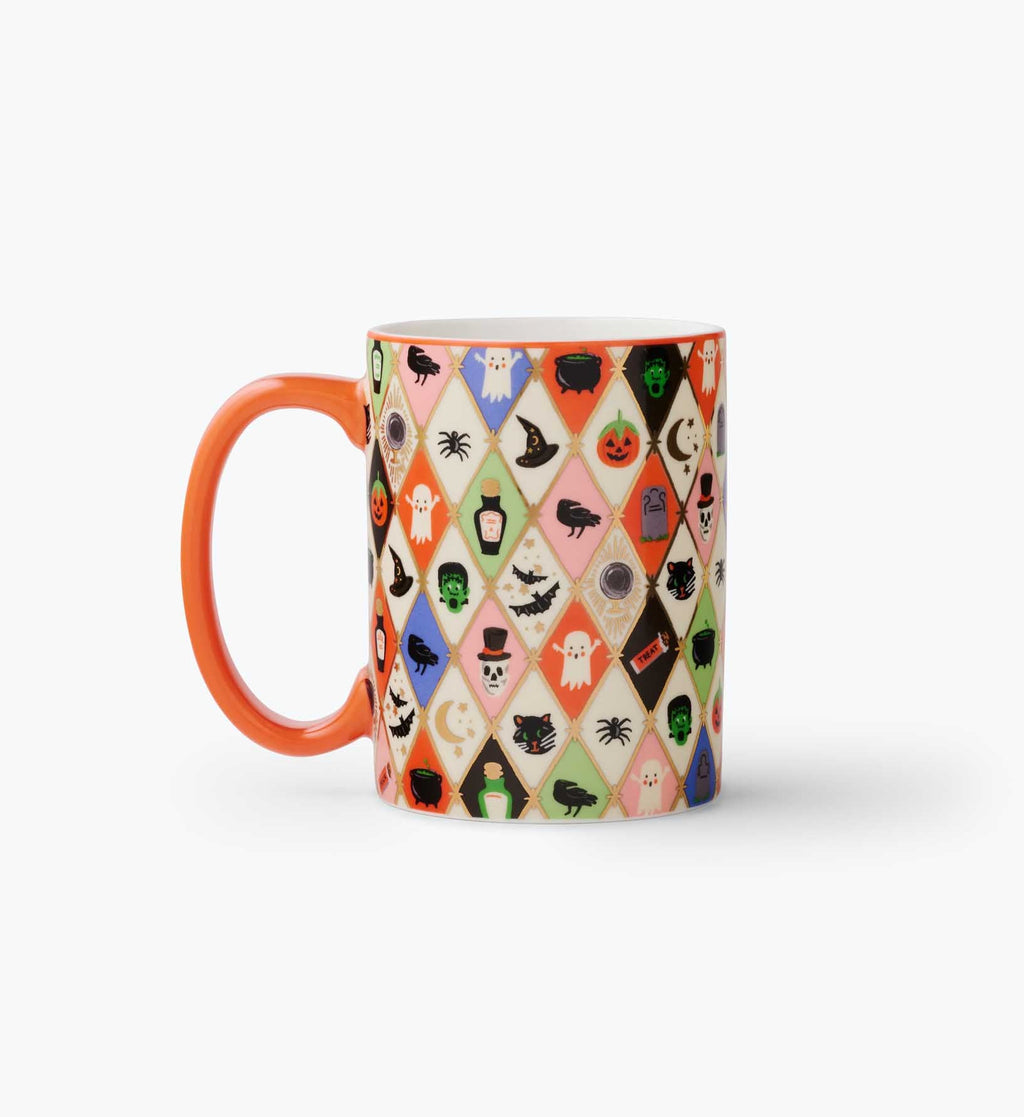 Cloverpaperco™ - Porcelain Mug - Halloween Argyle