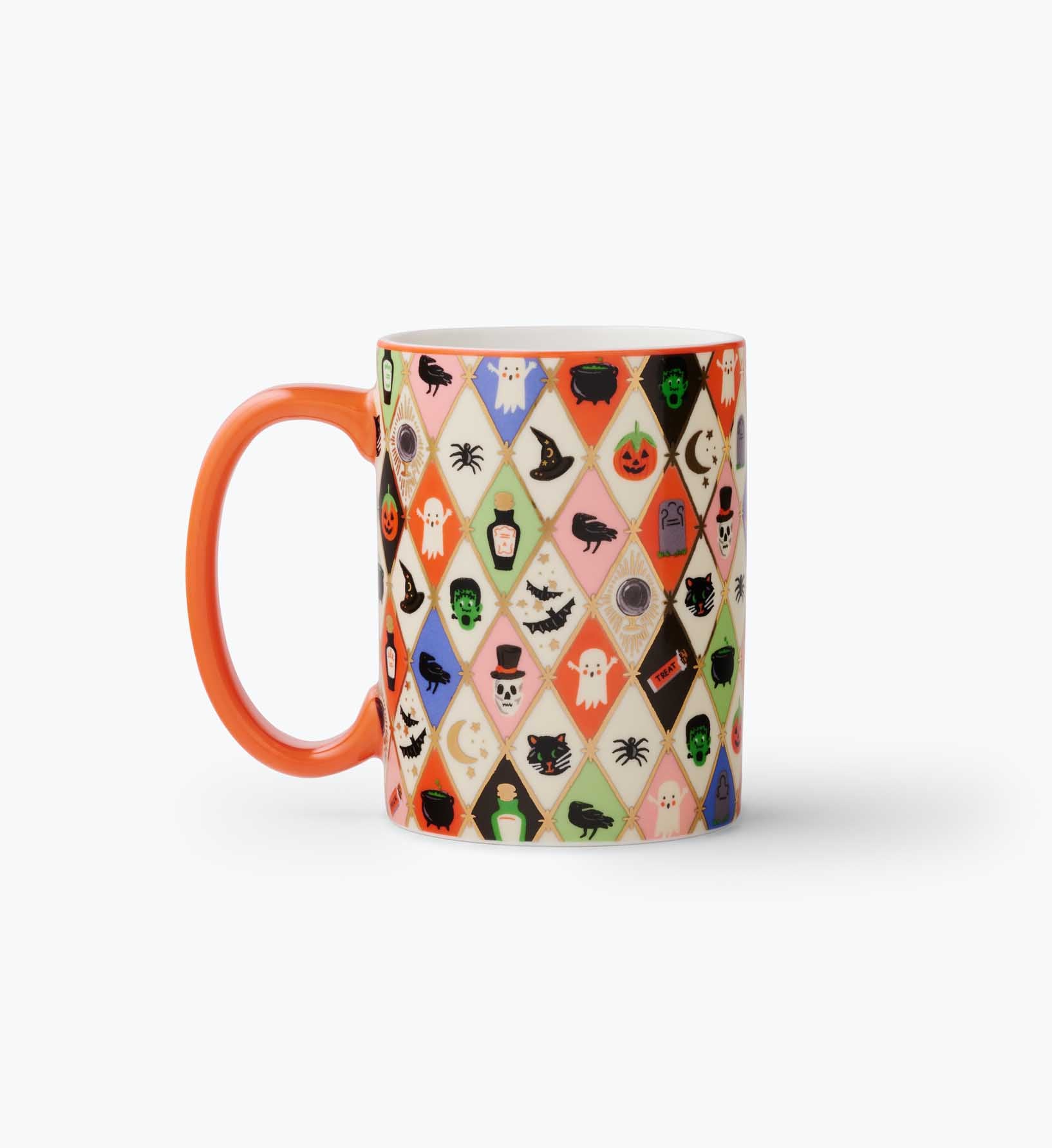 Cloverpaperco™ - Porcelain Mug - Halloween Argyle