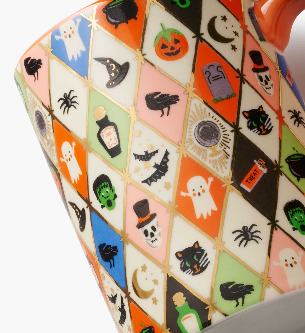 Cloverpaperco™ - Porcelain Mug - Halloween Argyle