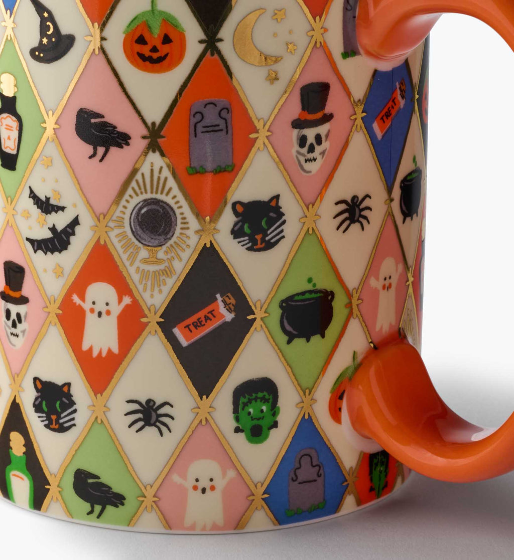 Cloverpaperco™ - Porcelain Mug - Halloween Argyle