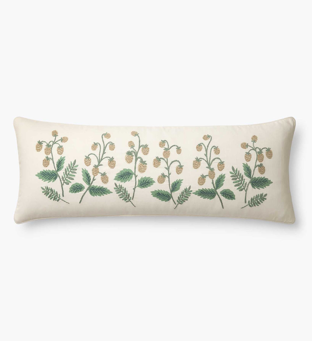 Cloverpaperco™ - Embroidered Lumbar Pillow Cover - Strawberry Fields
