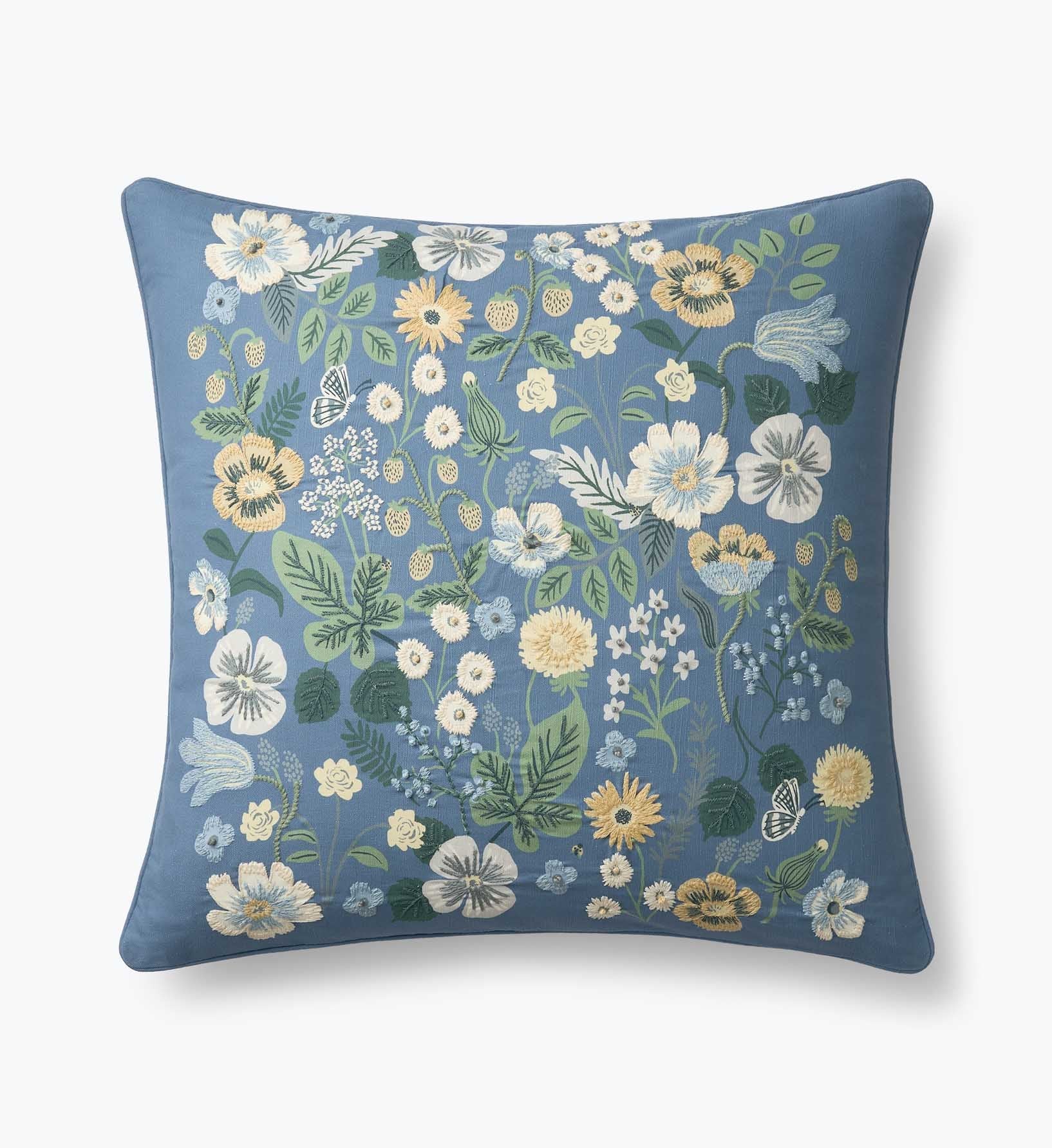 Cloverpaperco™ - Embroidered Pillow Cover - Strawberry Fields Green