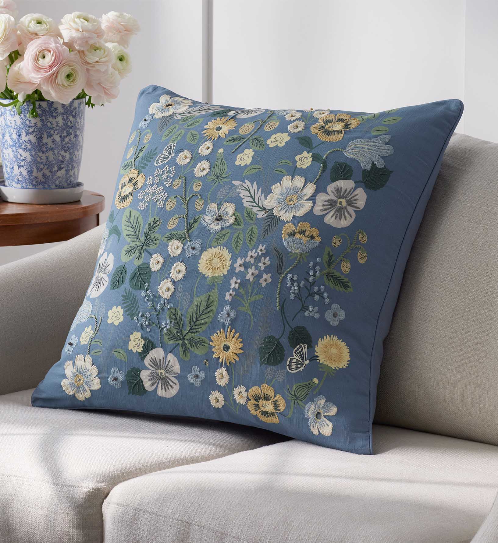 Cloverpaperco™ - Embroidered Pillow Cover - Strawberry Fields Green