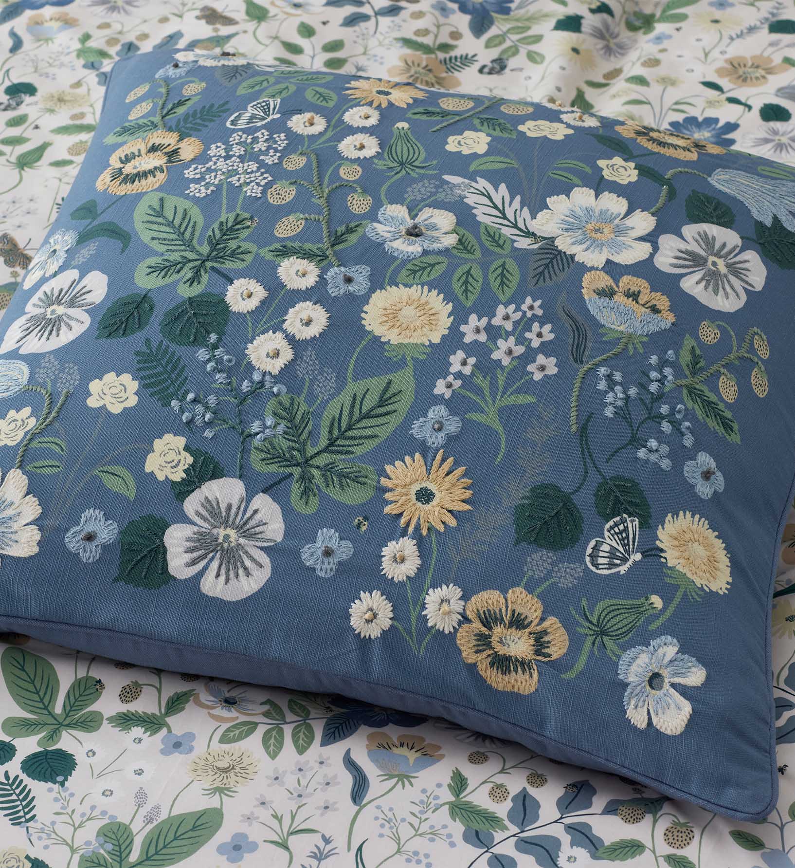Cloverpaperco™ - Embroidered Pillow Cover - Strawberry Fields Green