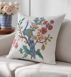 Cloverpaperco™ - Embroidered Pillow Cover - Peacock Ivory