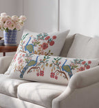 Cloverpaperco™ - Embroidered Pillow Cover - Peacock Ivory