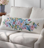 Cloverpaperco™ - Embroidered Lumbar Pillow Cover - Garden Party Ivory