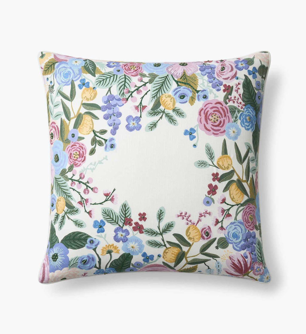 Cloverpaperco™ - Embroidered Pillow Cover - Garden Party Ivory