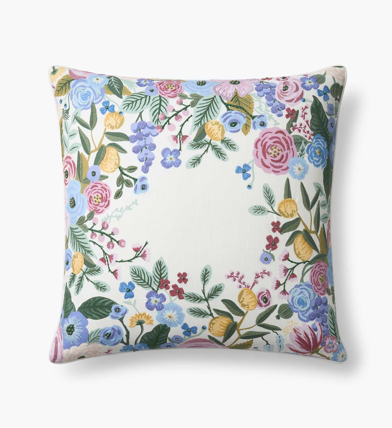 Cloverpaperco™ - Embroidered Pillow Cover - Garden Party Ivory