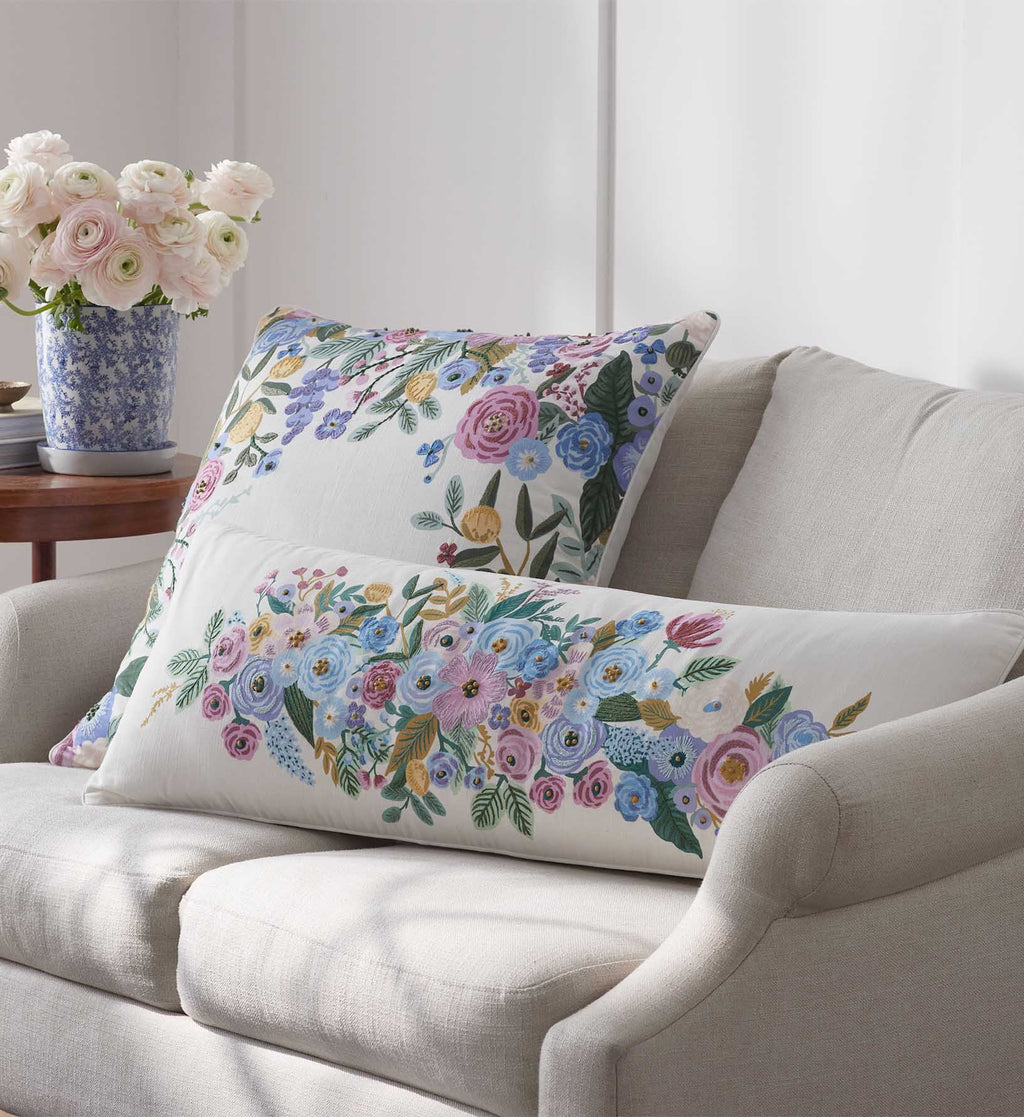 Cloverpaperco™ - Embroidered Pillow Cover - Garden Party Ivory