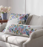 Cloverpaperco™ - Embroidered Pillow Cover - Garden Party Ivory